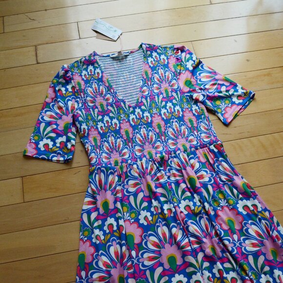 Boden Bethany Smocked Jersey Dress US 8R NWT - Picture 4 of 13
